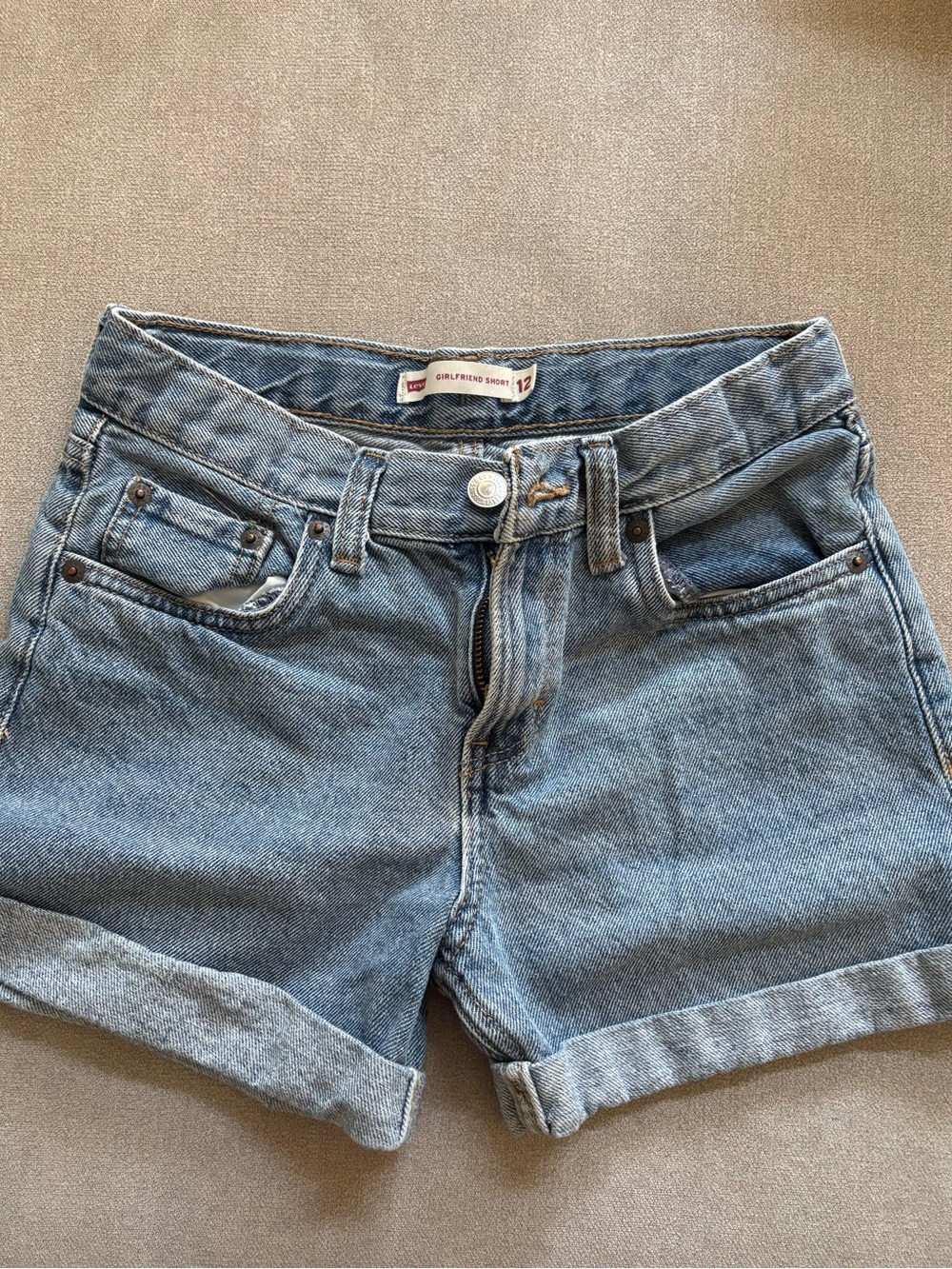 Levi's Light Blue Denim Rolled-Hem Kids Shorts